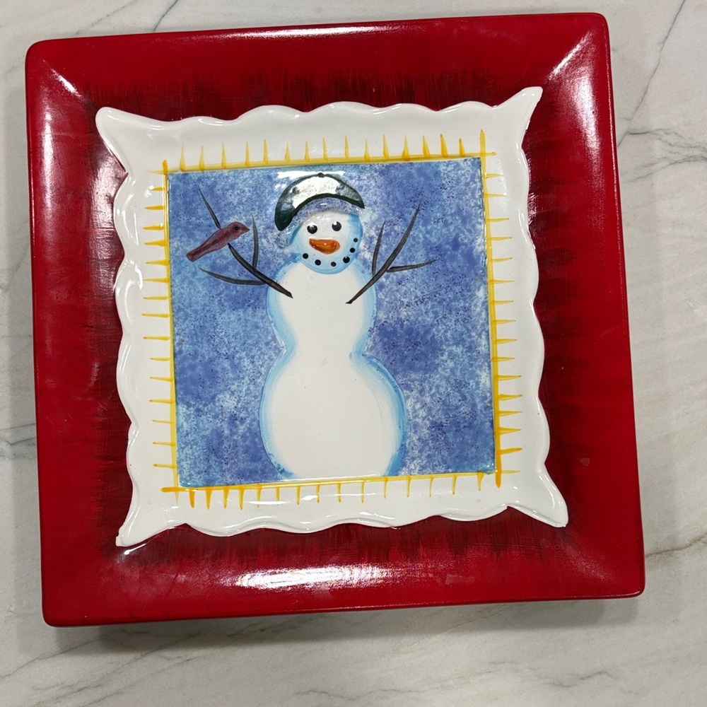 Festive Snowman Holiday Plate